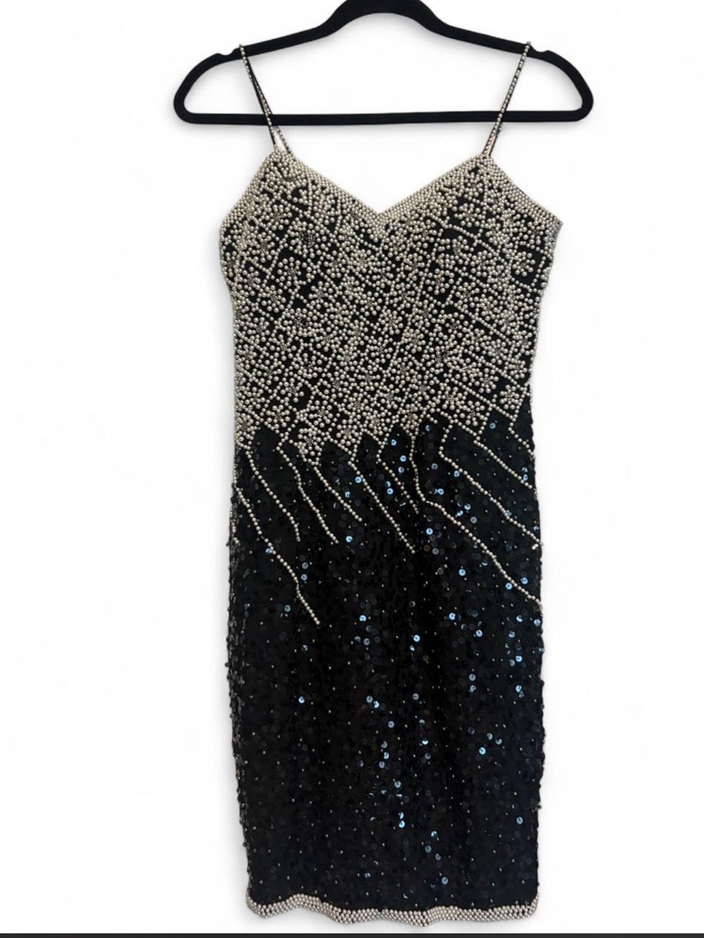 Vintage A.J. Bari Silk Beaded Sequin Cocktail Mini Dress Size 4
